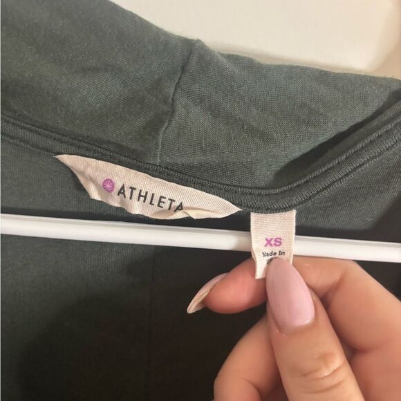 Athleta Green duet jasper faux wrap Sheath Midi Dress with Cowl Neck size xs EUC - Picture 3 of 4